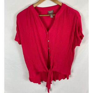Chico's Bold Pink Short Sleeve Blouse